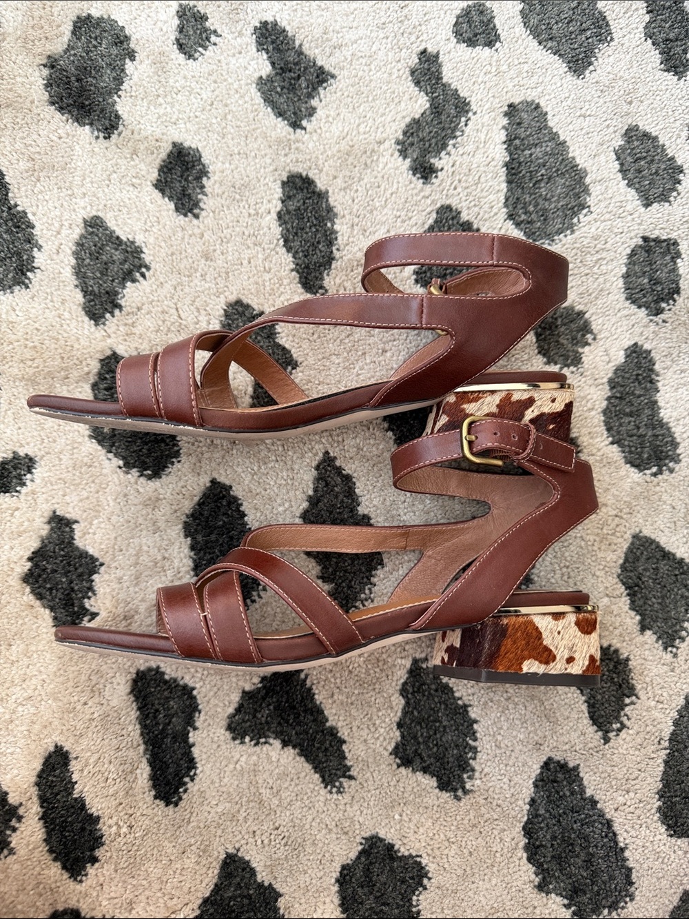 Donald J. Pliner Frankie 01 Brown Leather Sandals Cowhide calf 7.5